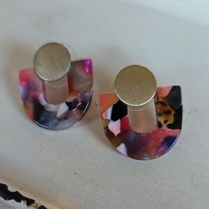 E-003-Colorful Half-Moon Stud Acrylic Earrings